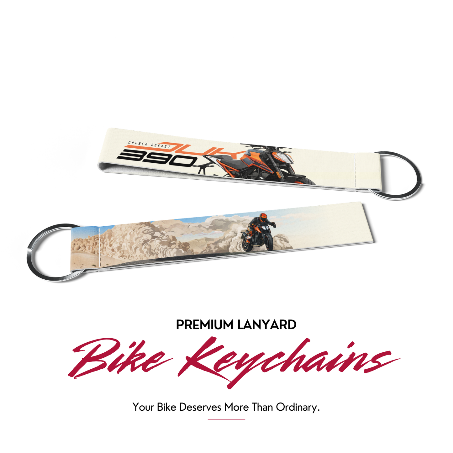 KTM DUKE 390 Premium Bike Lanyard Keychain | HD Printed Polyester Key Strap with Metal Ring (