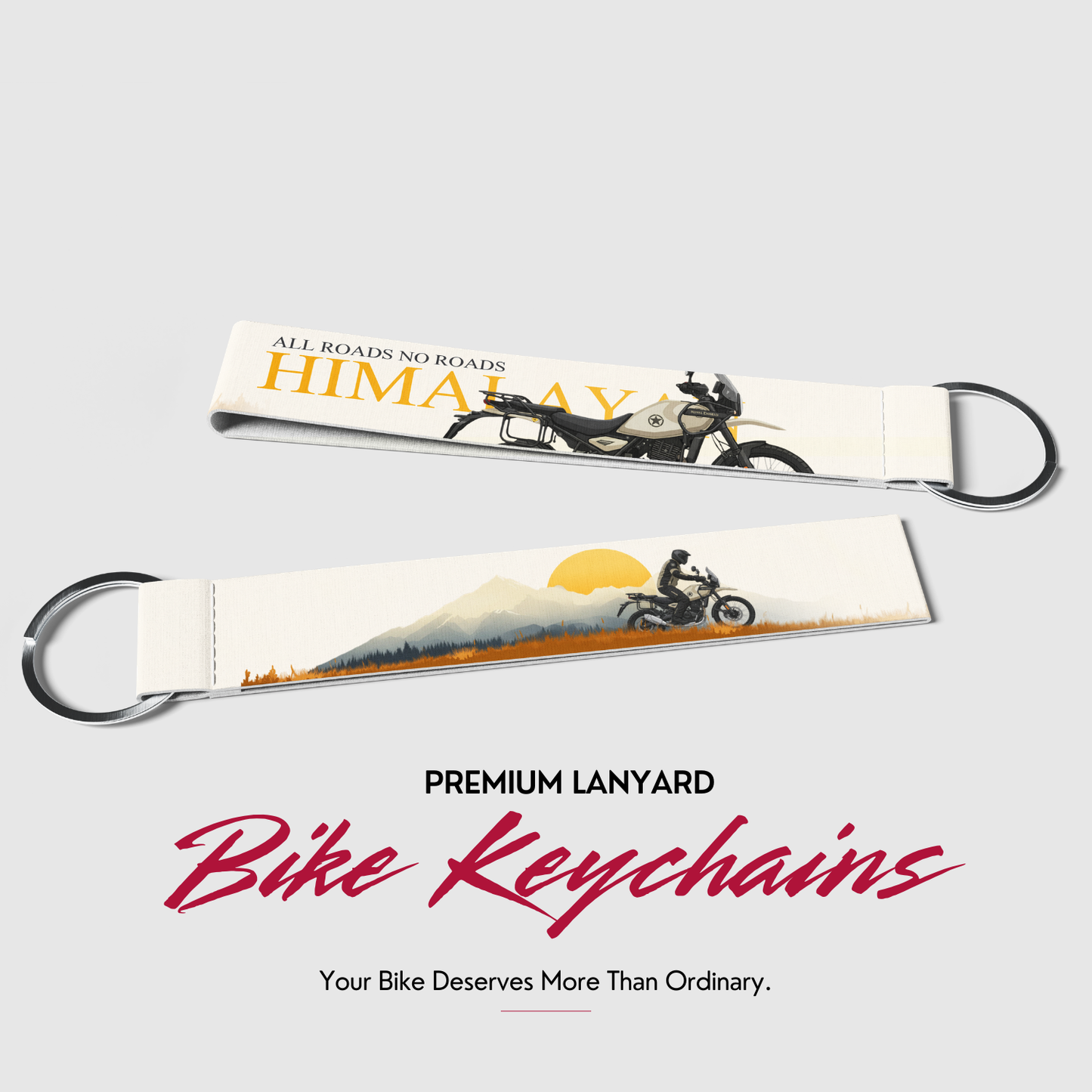 Himalayan 450 Premium Bike Lanyard Keychain | HD Printed Polyester Key Strap with Metal Ring
