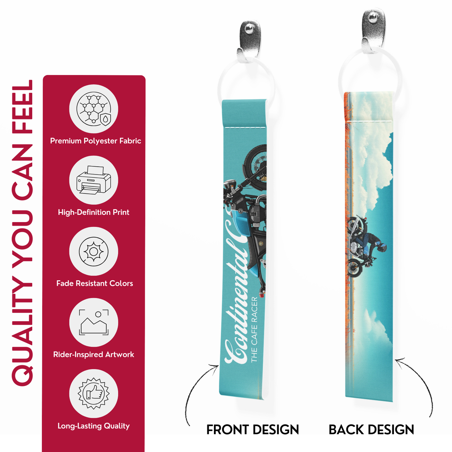Continental GT 650 Premium Bike Lanyard Keychain | HD Printed Polyester Key Strap with Metal Ring